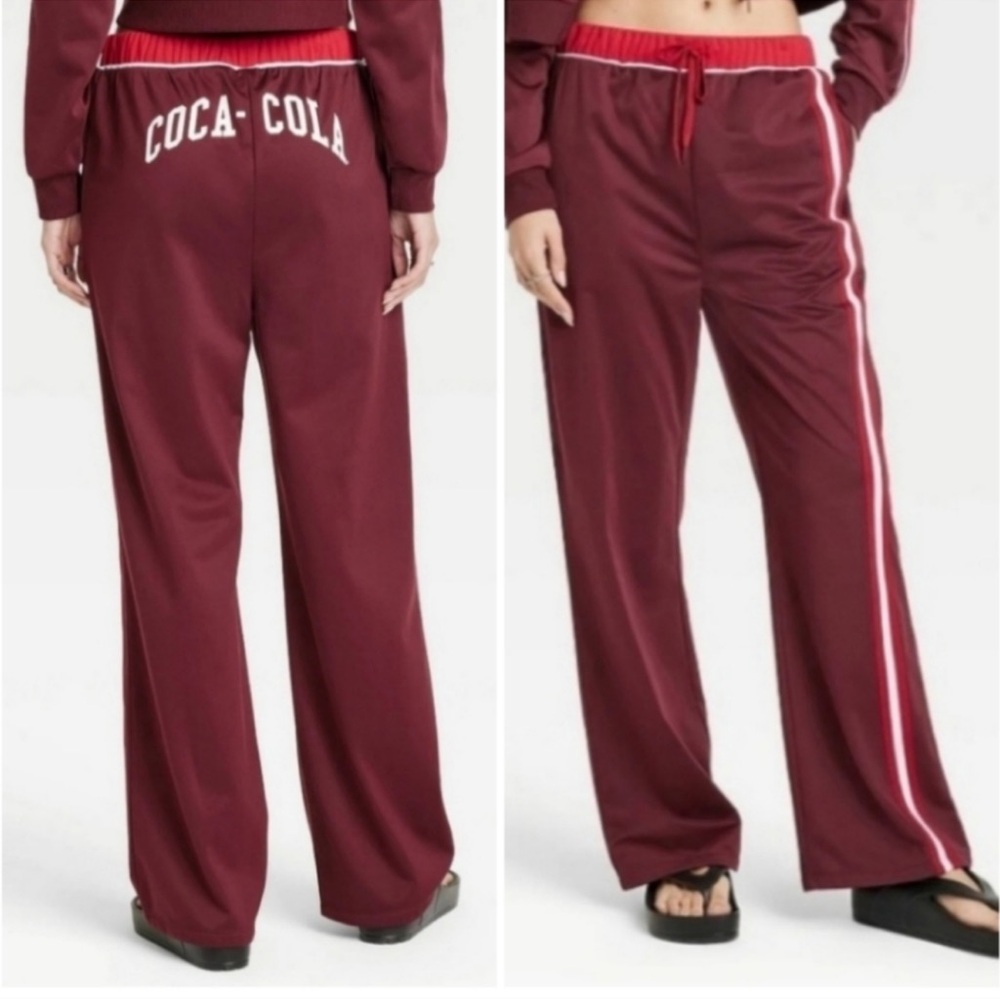 COCA COLA High Waisted Track Pants Size Small